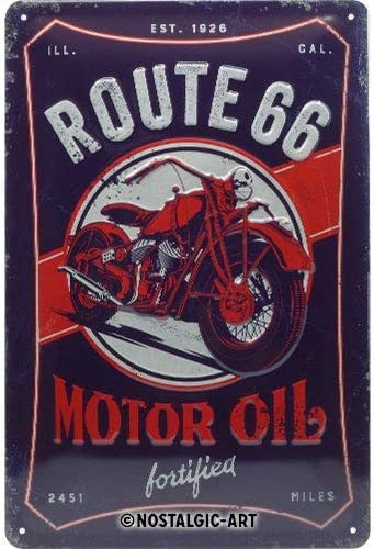 Nostalgie Art Retro Blechschild Route 66 Motor Oil 20 x 30