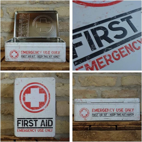 First Aid Kit Vintage Blechdose 23 x 16 x 7 cm