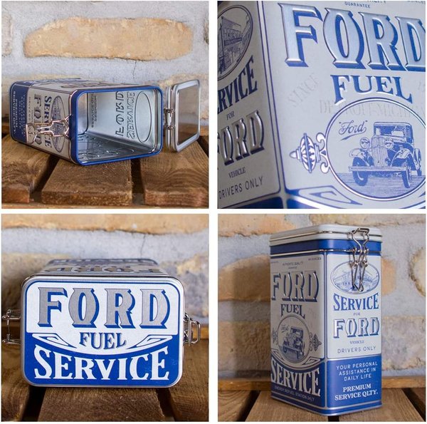 Ford Fuel Service Vintage Blechdose 7,50 x 11 x 17,50 cm