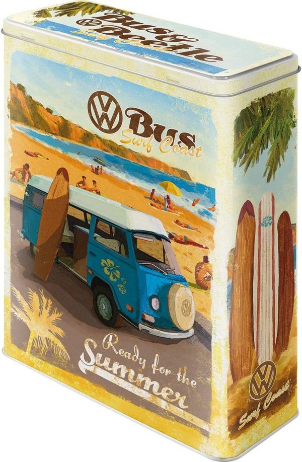 VW Bus Ready for Summer Vintage Blechdose 8 x 19 x 26 cm